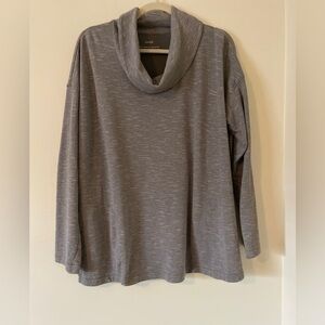 Pure Jill J.Jill Double Face Cowl Neck Top L Large Split Back Pockets Stripe EUC